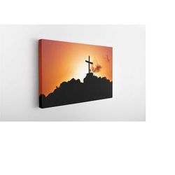 christian, crucifix, landscape, canvas wall art print |