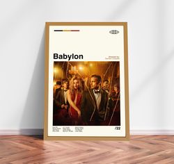 babylon comedy film poster, babylon movie, brad pitt film, classic movie poster, retro movie posters, minimal art, moder
