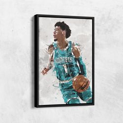 lamelo ball poster, charlotte hornets, canvas print, framed poster, home decor, kids room, man cave gift, wall art decor