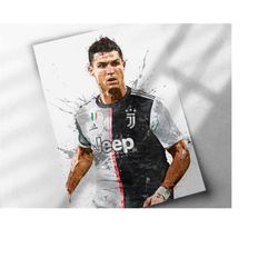 cristiano ronaldo poster - canvas print, framed art, man cave gift, wall decor, wrap, football, soccer, portugal, juvent