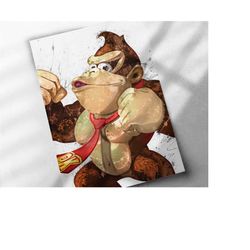 donkey kong poster - canvas print, framed print, poster, kids decor, man cave gift, wall decor, nintendo, dk poster, vid