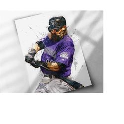 charlie blackmon poster, colorado rockies poster - canvas print, framed print, baseball poster, kids decor, man cave gif