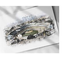 los angeles dodgers stadium field drawing, sketch, watercolor poster - canvas print, print, man cave gift, wall decor, s