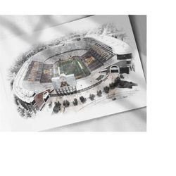 university of minnesota gophers stadium drawing, sketch, watercolor poster - canvas print, sports art, man cave gift, wa