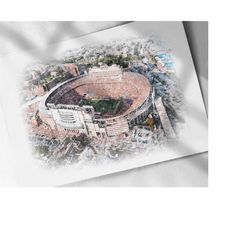 tennessee volunteers neyland stadium drawing, sketch, watercolor poster - canvas print, sports art print, man cave gift,