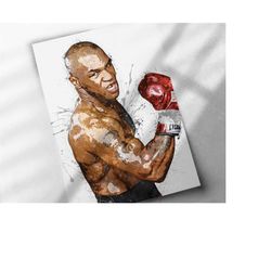 mike tyson poster - canvas print, sports art print, boxing poster, kids decor, man cave gift, wall decor, wrap, boxing,