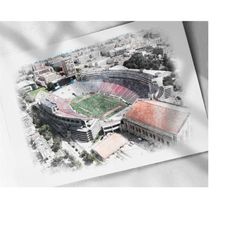 wisconsin badgers camp randall stadium drawing, sketch, watercolor poster - canvas print, art print, man cave gift, wall