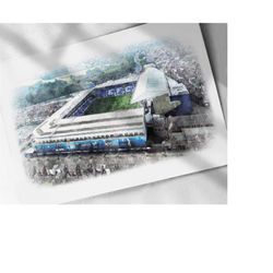 goodison park stadium, everton, liverpool, drawing, sketch, watercolor poster - canvas print, sports art print, man cave