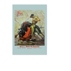 1940s mexican bullfighter classicvintage style travel poster | classic collection art print | for gifts and wall art dco