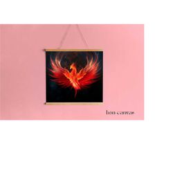 hanging phoenix canvas prints , dragon canvas painting , red phoenix canvas wall art