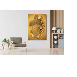 3d gold effect poster, gold print, silver canvas, gold wall art, ready to hang, 3d wall print, gold effect canvas, gold