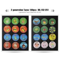 pokemon tazos 2a gen-100pcs  box-pokemon tazos -pokemon tazos retro-pokemon 90s tazos-pokemon vintage toy-old cheetos ch