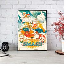 mario bros poster- super smash bros poster - mario bros retro poster - nintendo game poster - geek decoration - mario br