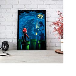 mario bros poster- super mario bros poster - mario bros retro poster - nintendo game poster - geek decoration - mario br