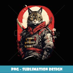 retro japanese cat samurai tattoo graphic ninja kawaii - special edition sublimation png file