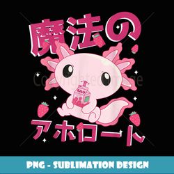 kawaii axolotl strawberry milk shake japanese anime - aesthetic sublimation digital file