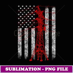 cool transmission tower american flag lineman - unique sublimation png download