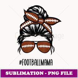 messy bun football mama hair glasses - elegant sublimation png download