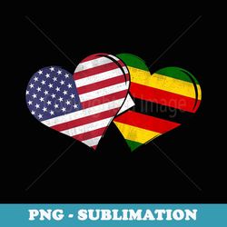vintage zimbabwe - american flag heart for zimbabwean