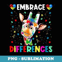 puzzle piece autism giraffe embrace differences - artistic sublimation digital file