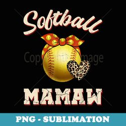 softball mamaw leopard heart fans mothers day - unique sublimation png download