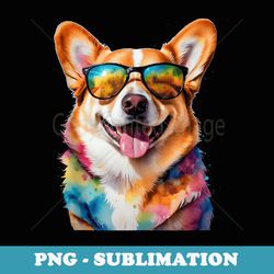 corgi sunglasses dog colorful funny animal art print graphic - unique sublimation png download
