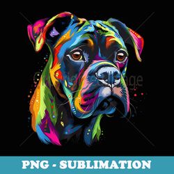 boxer dog colorful face funny puppy art lover black - signature sublimation png file