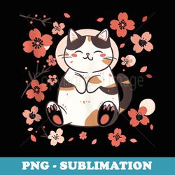 spring floral kitten lover japanese art cute cat - modern sublimation png file