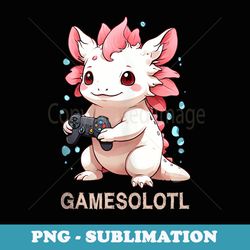 cute gaming axolotl gamesolotl anime kawaii gamer axolotl - exclusive png sublimation download