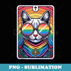 gay pride lgbtq rainbow sunglasses ally tarot card cat - decorative sublimation png file