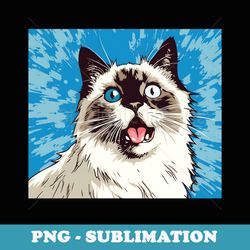 funny cat head pop art colorful cat face portrait cats comic - trendy sublimation digital download