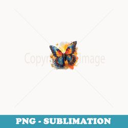 cute anime blue orange realistic butterfly pretty art - digital sublimation download file