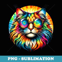 cool tie dye sunglasses maine coon cat illustration art - professional sublimation digital download