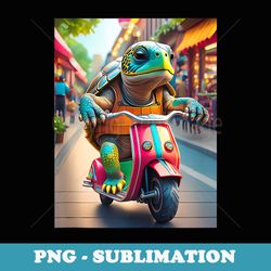 funny turtle ridding a scooter illustration graphic designs - png transparent sublimation file