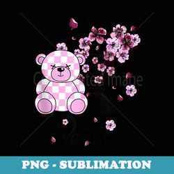 cool floral paris teddy bear illustration graphic designs - vintage sublimation png download