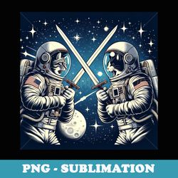 cool two cats space fighting cartoon illustration graphic - exclusive png sublimation download