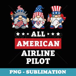 airline pilot gnomes july 4th american flag usa - png transparent sublimation file