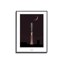 skytree, tokyo poster framed canvas print, tokyo city poster, tallest tower, tokyo solamachi, illustration poster, vecto