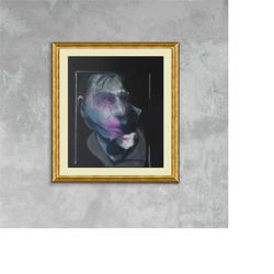 francis bacon self portrait, 1978 oil on poster exclusive framed canvas print, bacon painting, vintage poster, artwork,