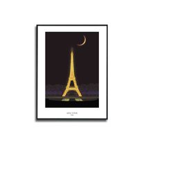 eiffel tower poster framed canvas print, paris city poster, vector poster, paris france, abstract poster, illustration p