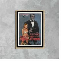 james bond 007 licence to kill movie poster framed canvas print, pop culture graphic, vintage poster, film poster, adver