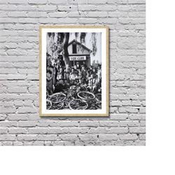 bikes in the los angeles area, vintage photo poster framed canvas print, los angeles photos, california cycleway, vintag