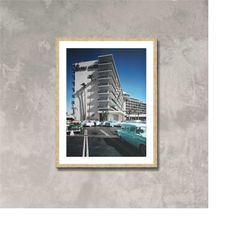 the beverly hilton vintage photo poster framed canvas print, los angeles photos, hotel beverly hills, vintage poster, ol