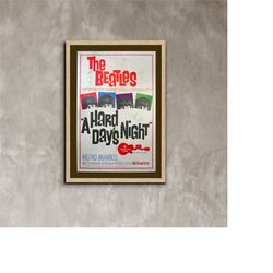 a hard day's night, the beatles vintage photo poster framed canvas print, vintage poster, advertising poster, movie post