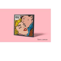 pop art couple, love couple canvas, pop art love, pop art canvas, yes pop art canvas, kiss pop art canvas