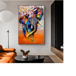 225 1 elephant wall art canvas - elephant wall art & animal wall art canvas - african canvas wall art - colorful canvas