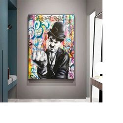 265 charlie chaplin canvas, charlie chaplin print, pop art poster, pop art print, pop culture painting, pop culture prin