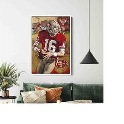 joe montana wall decoration, man cave poster, sport art, motivation canvas, american sports canvas, gym canvas, american