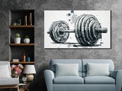 barbell graffiti  canvas print, barbell canvas, gym wall art, motivational fitness wall decor, sport home gift