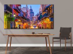 cityscape canvas print, street wall art, modern street wall art, colorful city photography, landscape artwork, home wall